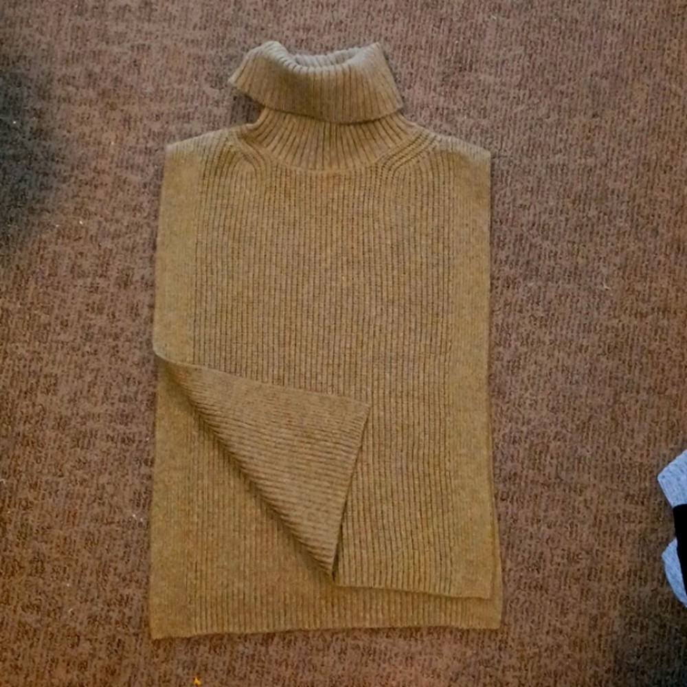 Open, turtleneck sweater. Olive Green. Brand new with tags, never worn.